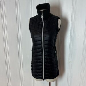 OHSHO Black Quilted Longline Vest w/ Stretch Side Panels | Size S estimated